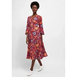 Next Day Floral Printed Midi Dress Bell Sleeve Tiered Ruffle Flowy M NEW 208742